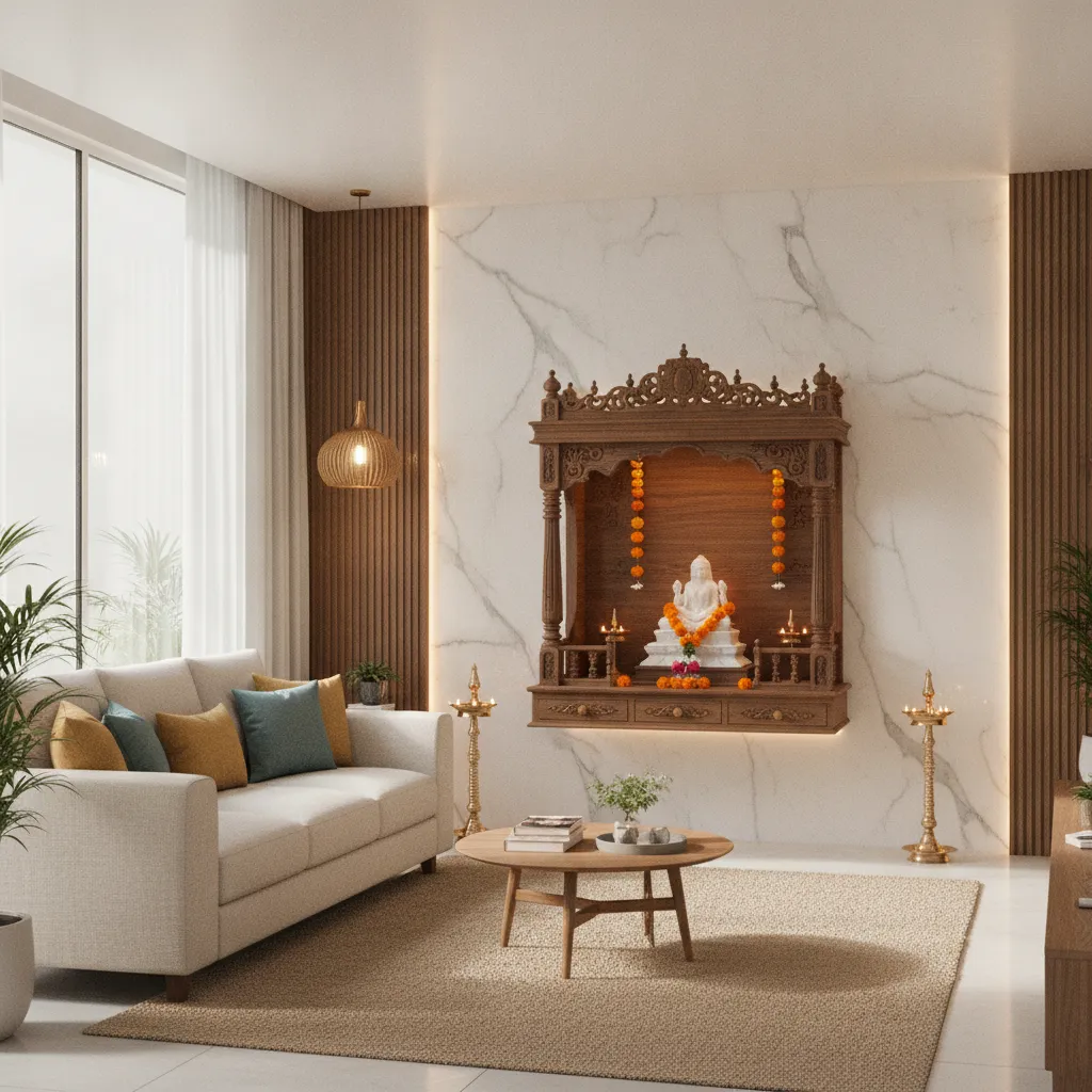 Pooja Room Designs in Living Room That Blend Style and Spirituality