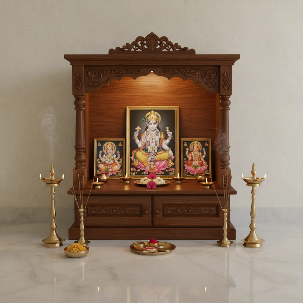 layout showing central deity with supporting deity photos