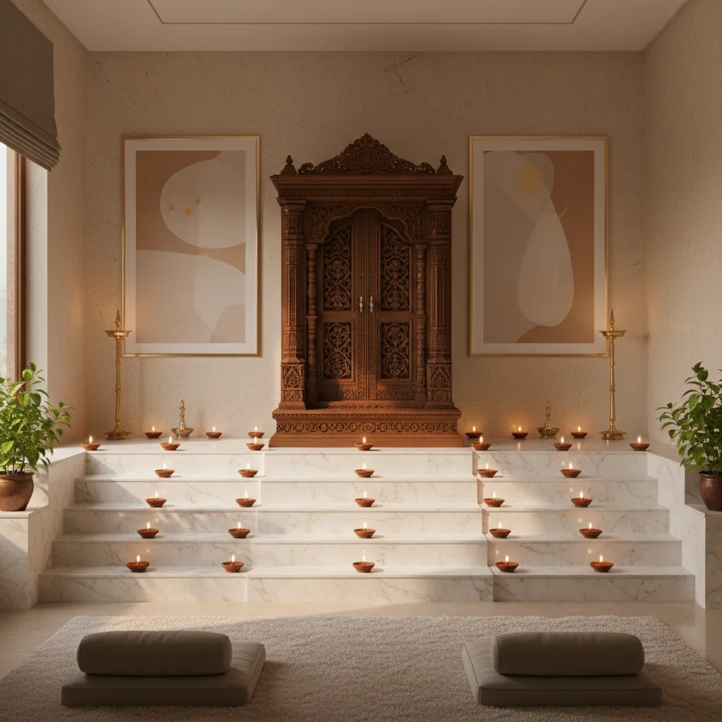 Pooja room steps design as per vastu with 5 practical ideas
