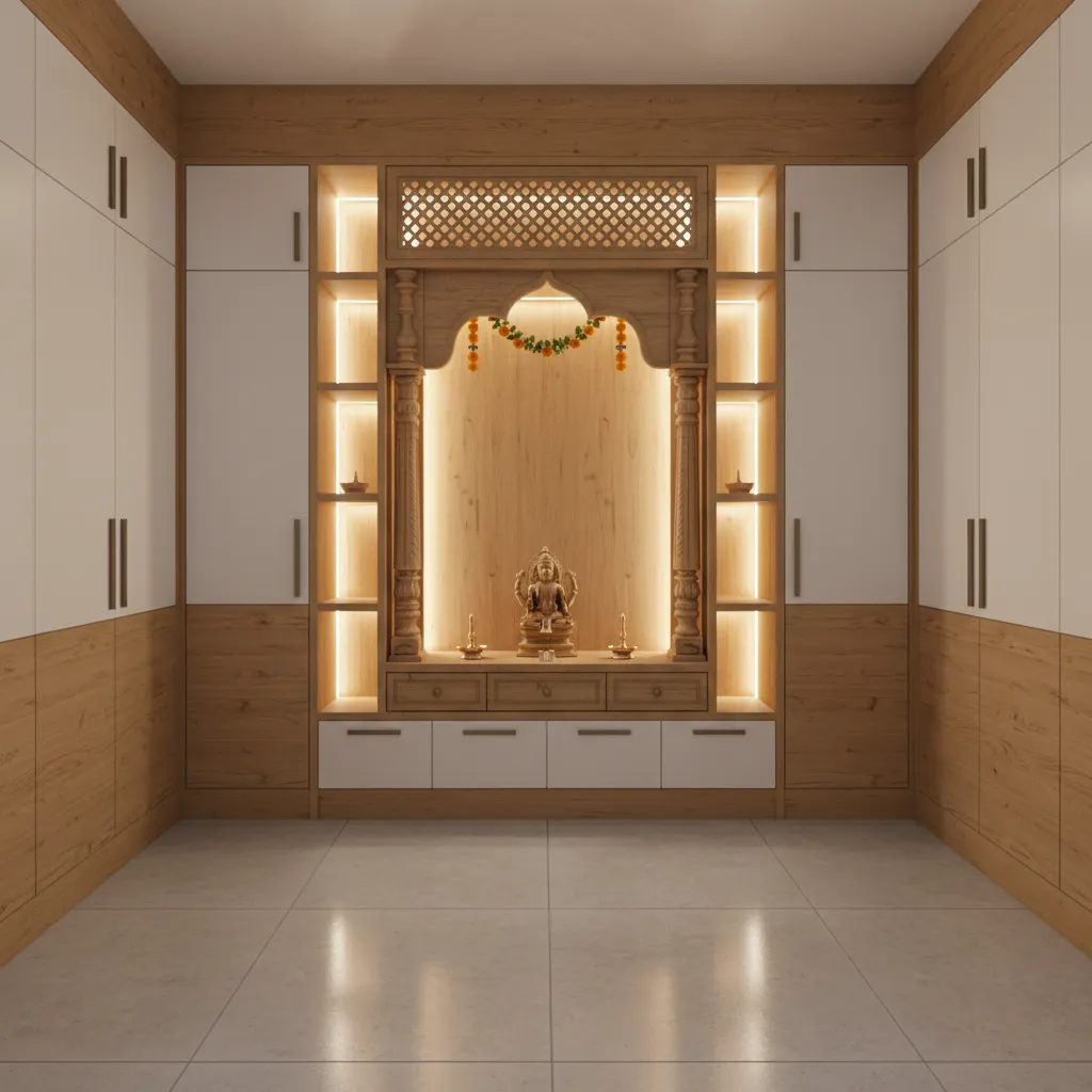Pooja Room Wardrobe Designs With 5 Smart Ideas