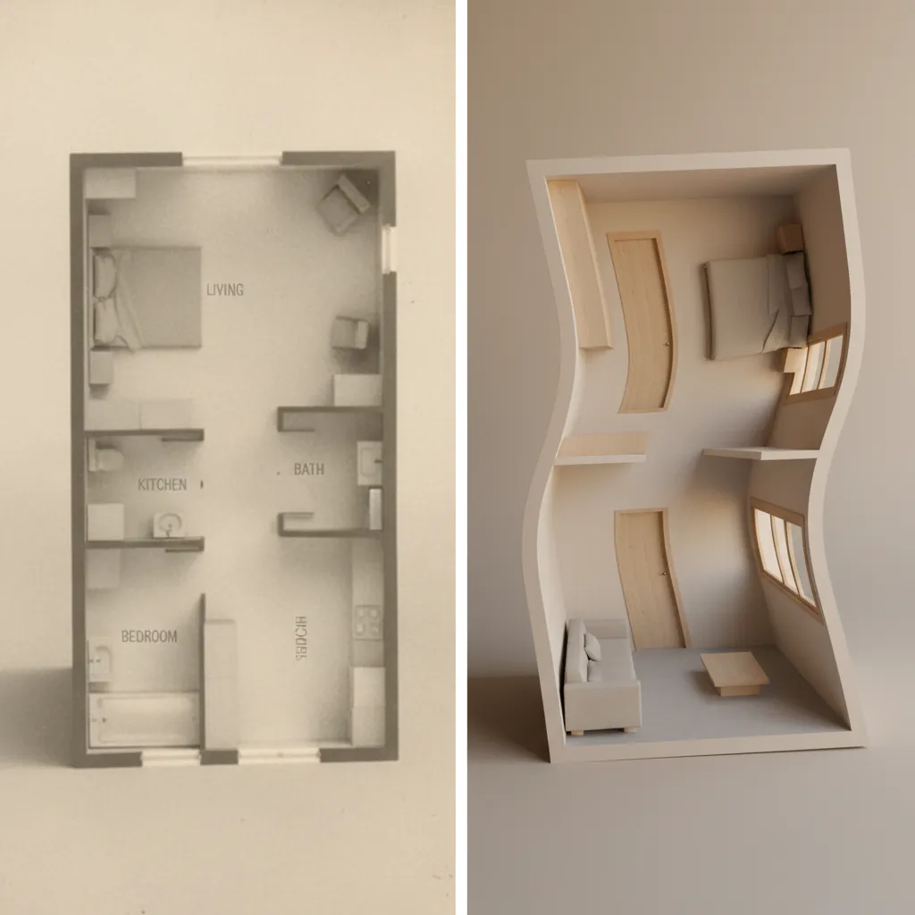 low quality scanned floor plan causing AI 3D modeling errors