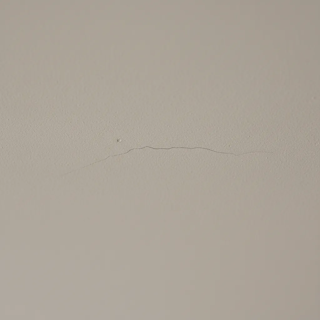 Close view of small crack in POP false ceiling surface