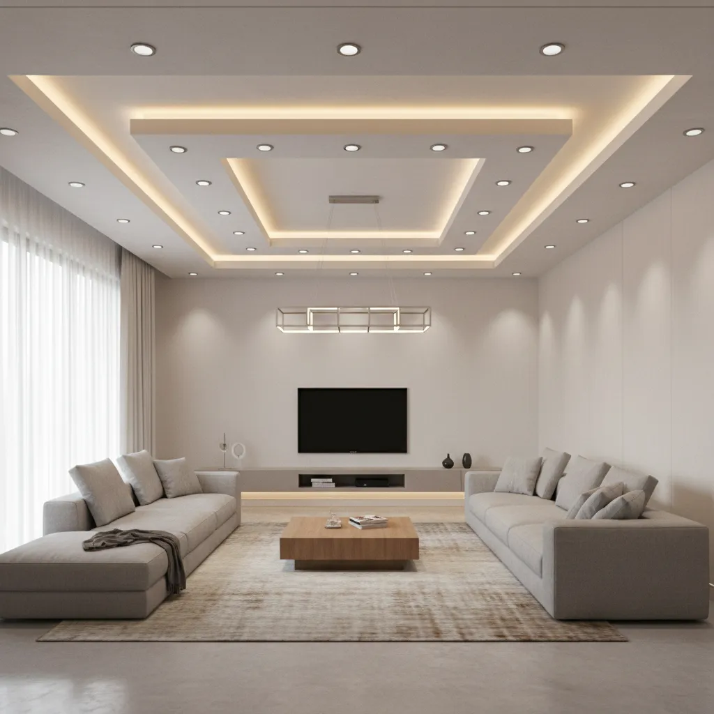 3D visualization of plaster of paris ceiling lighting layout