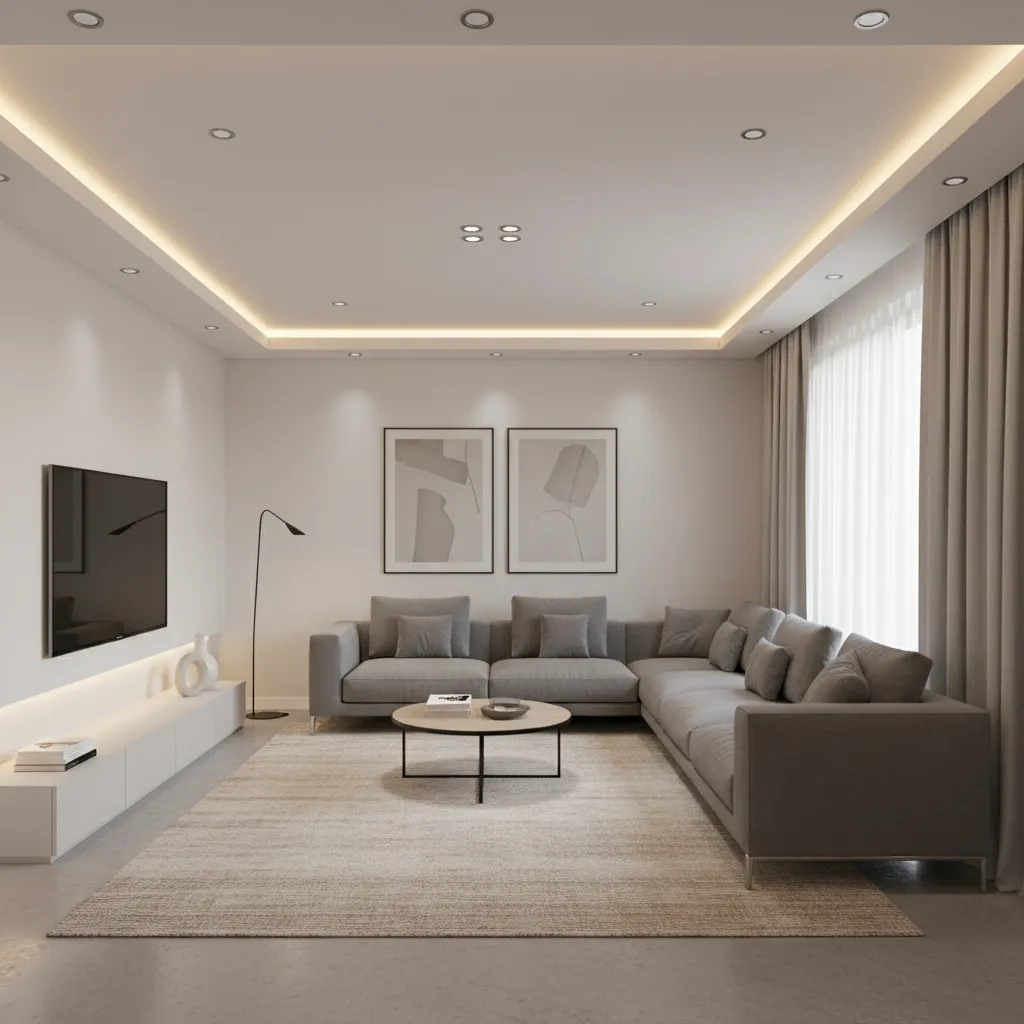 Rectangular Living Room Feels Narrow? POP Ceiling Design Fix