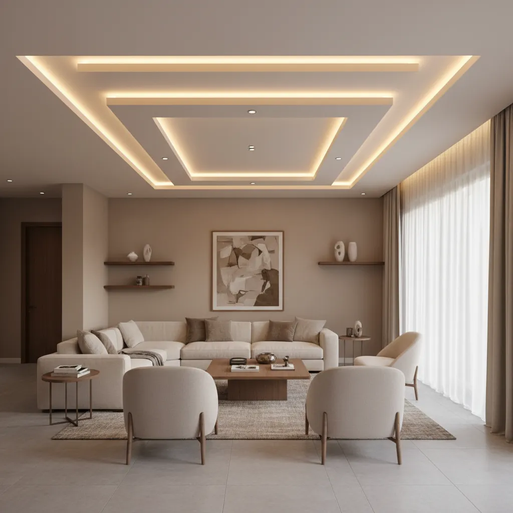 Rectangular Living Room Feels Narrow? POP Ceiling Design Fix