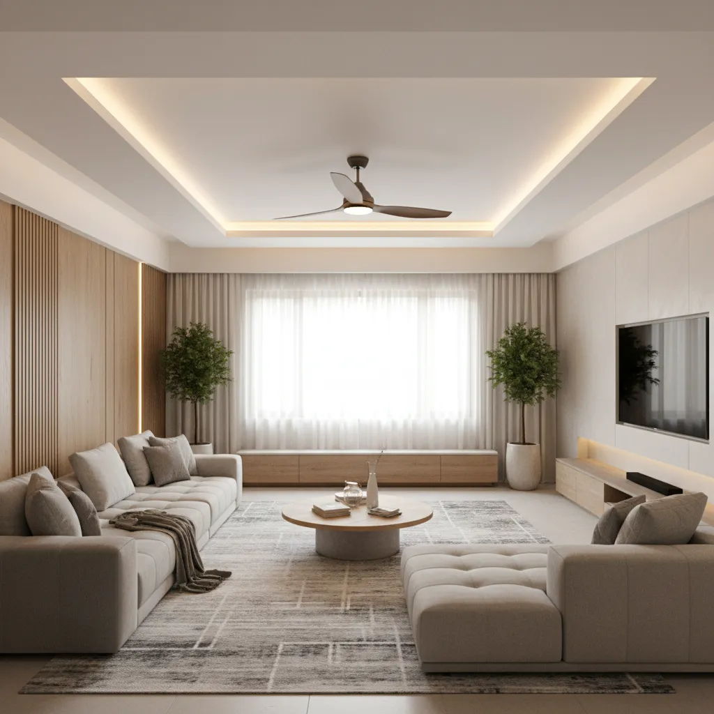 5 ideas POP design for living room with fan