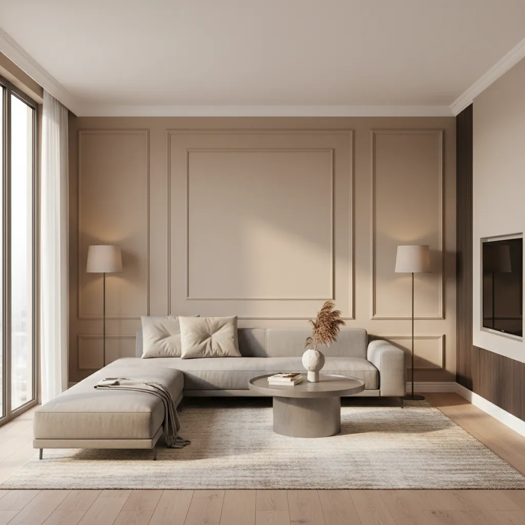 modern living room with minimalist POP wall panel design