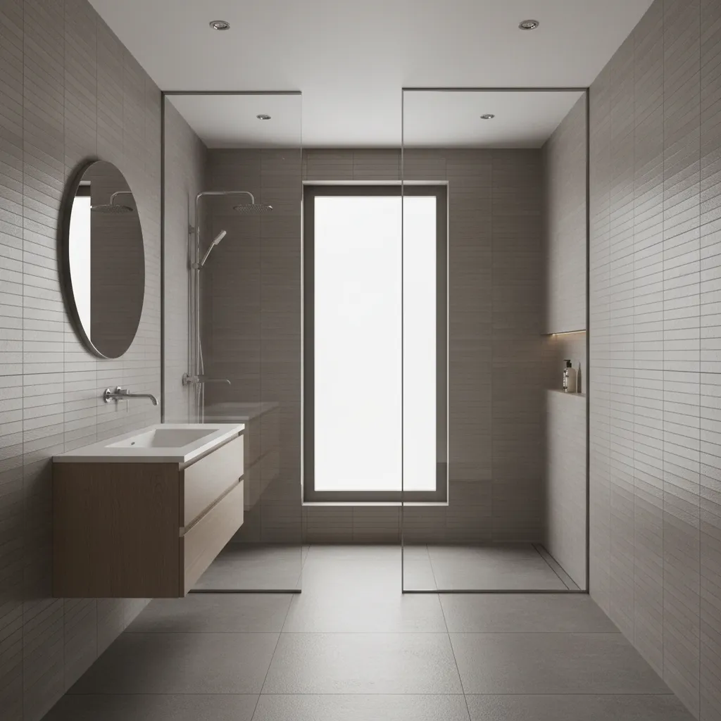 matte porcelain bathroom floor tiles with walk in shower