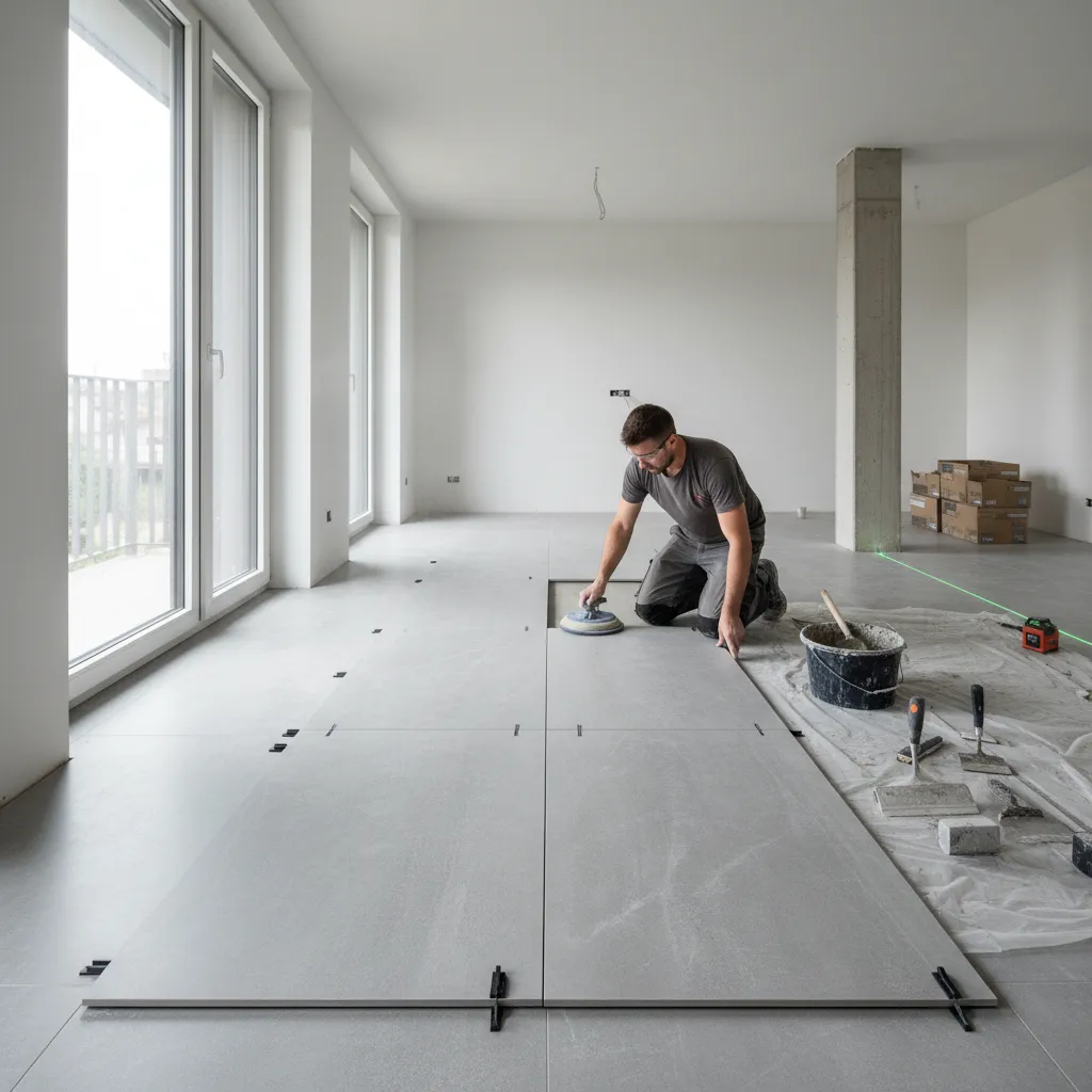 Instalación profesional de pisos de porcelanato en vivienda