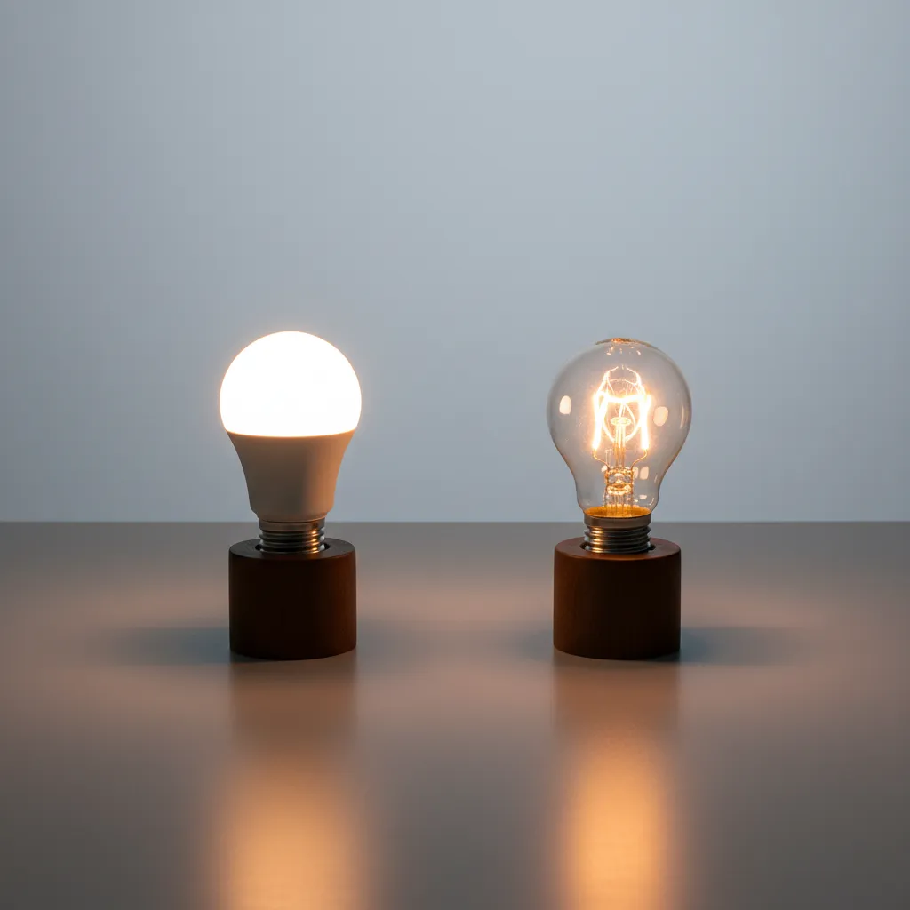 Comparison of LED and traditional porch light bulbs for outdoor lighting