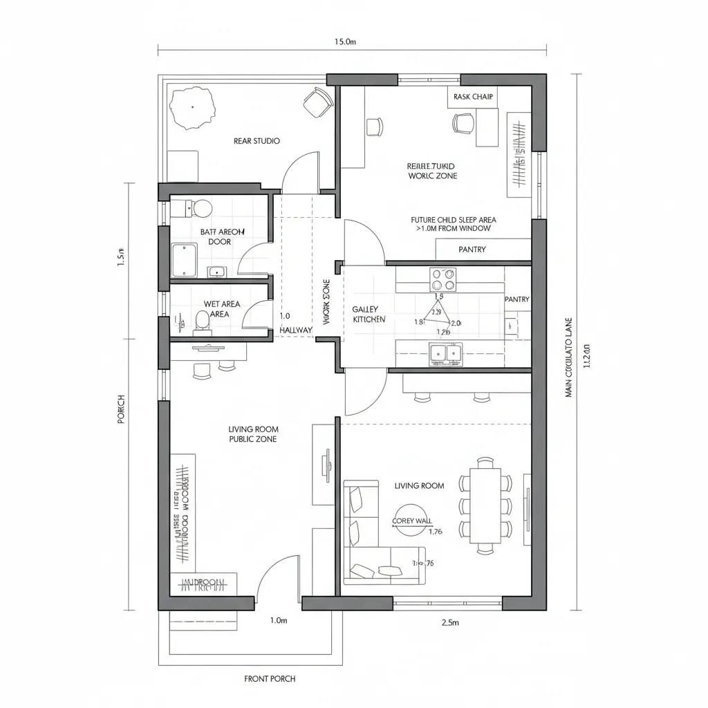 Front-Porch to Rear-Studio Continuum