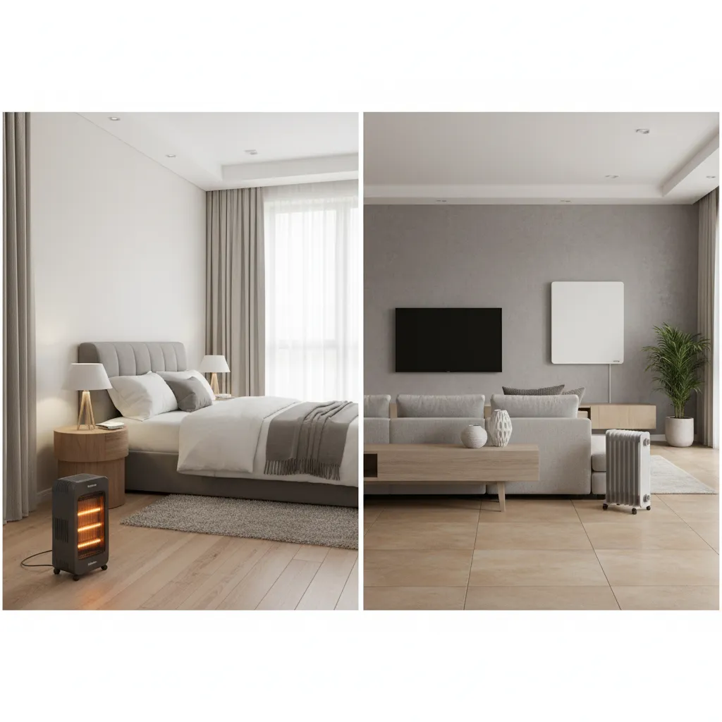 Comparison of portable heater and wall mounted electric heater in rooms