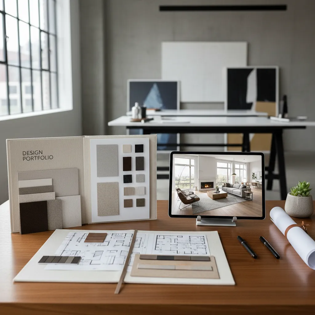 portafolio de proyectos de diseño de interiores con renders y planos