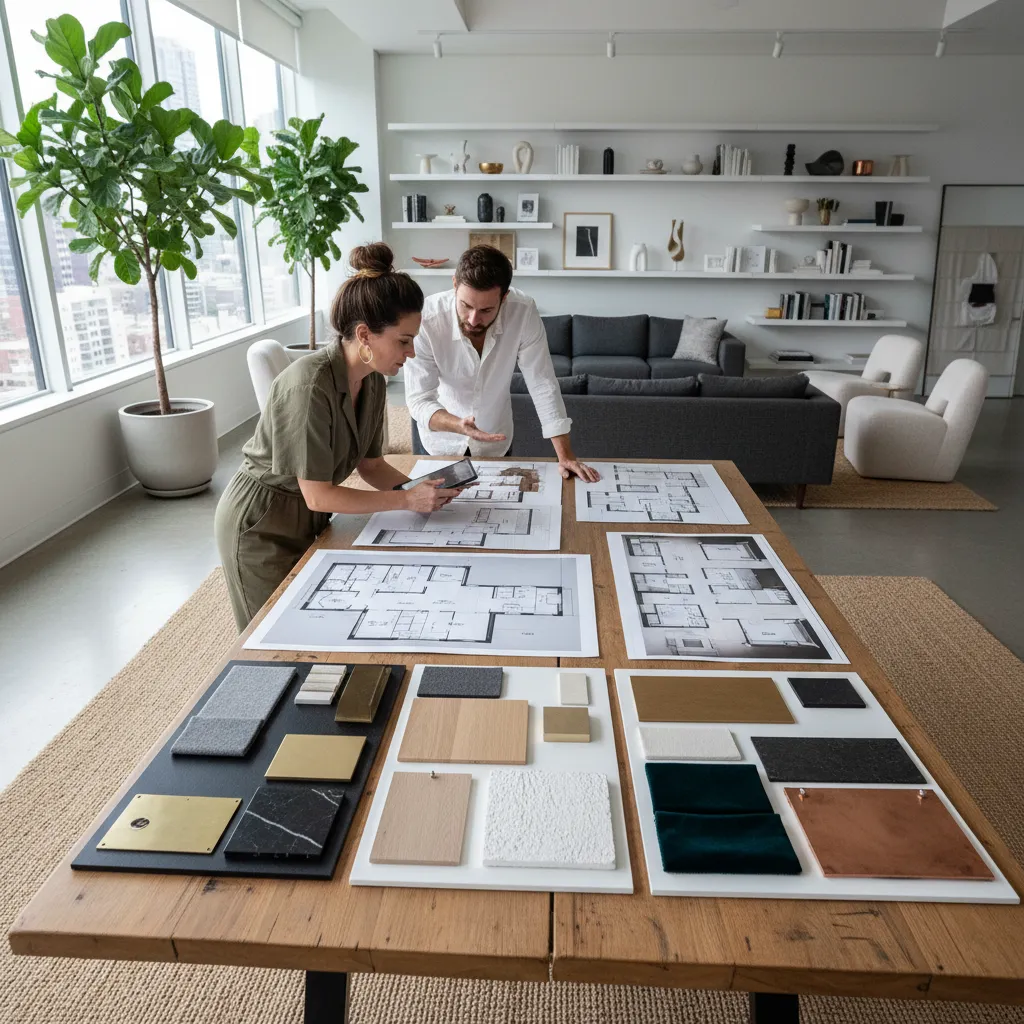 Portafolio de proyectos de diseño de interiores con planos y renders