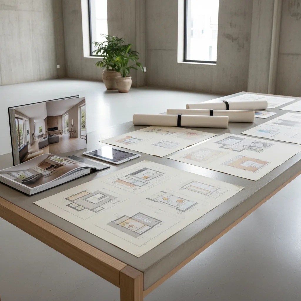 portafolio profesional de diseño de interiores con planos y renders