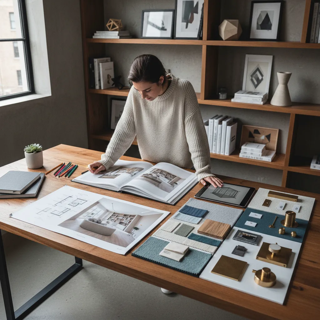 Portafolio de proyectos de diseño de interiores con renders y planos