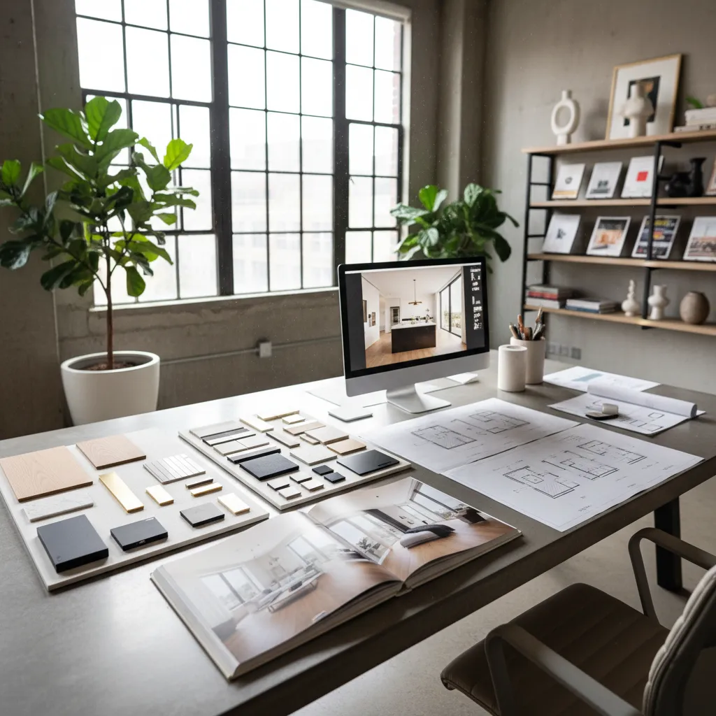 Portafolio profesional de diseño de interiores con renders y planos