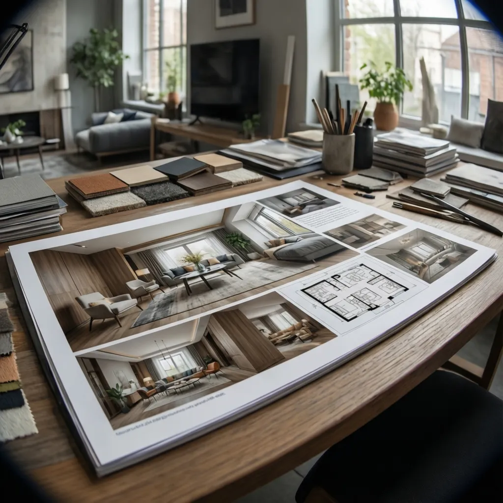 Portfolio de proyectos de interiorismo con renders y planos