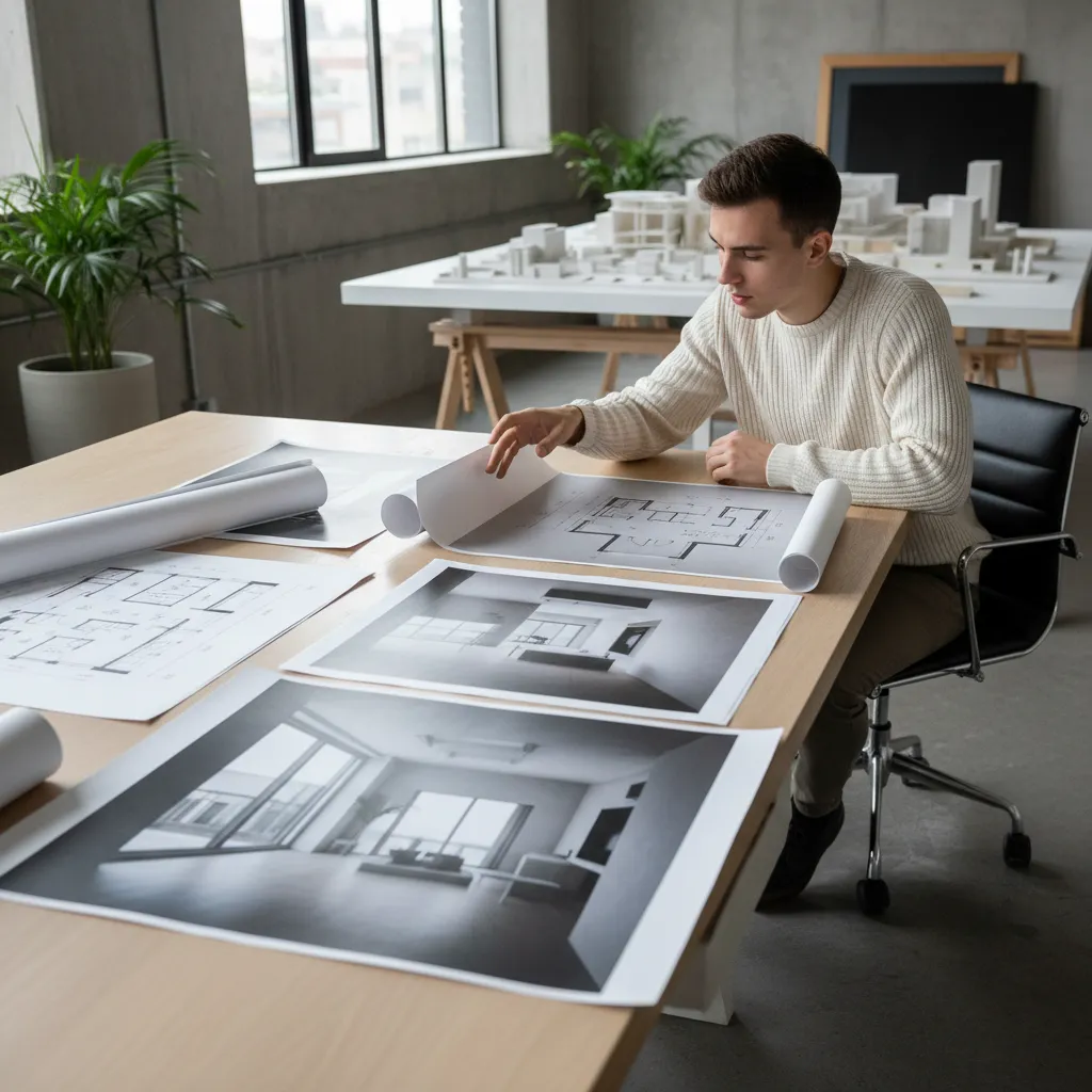 portafolio de proyectos de diseño de interiores presentado por un estudiante