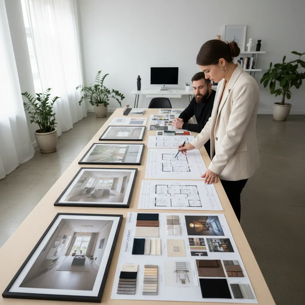 Portfolio de diseño de interiores con renders y planos