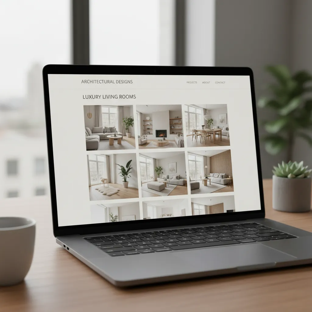 Portafolio digital de proyectos de interiorismo en un sitio web