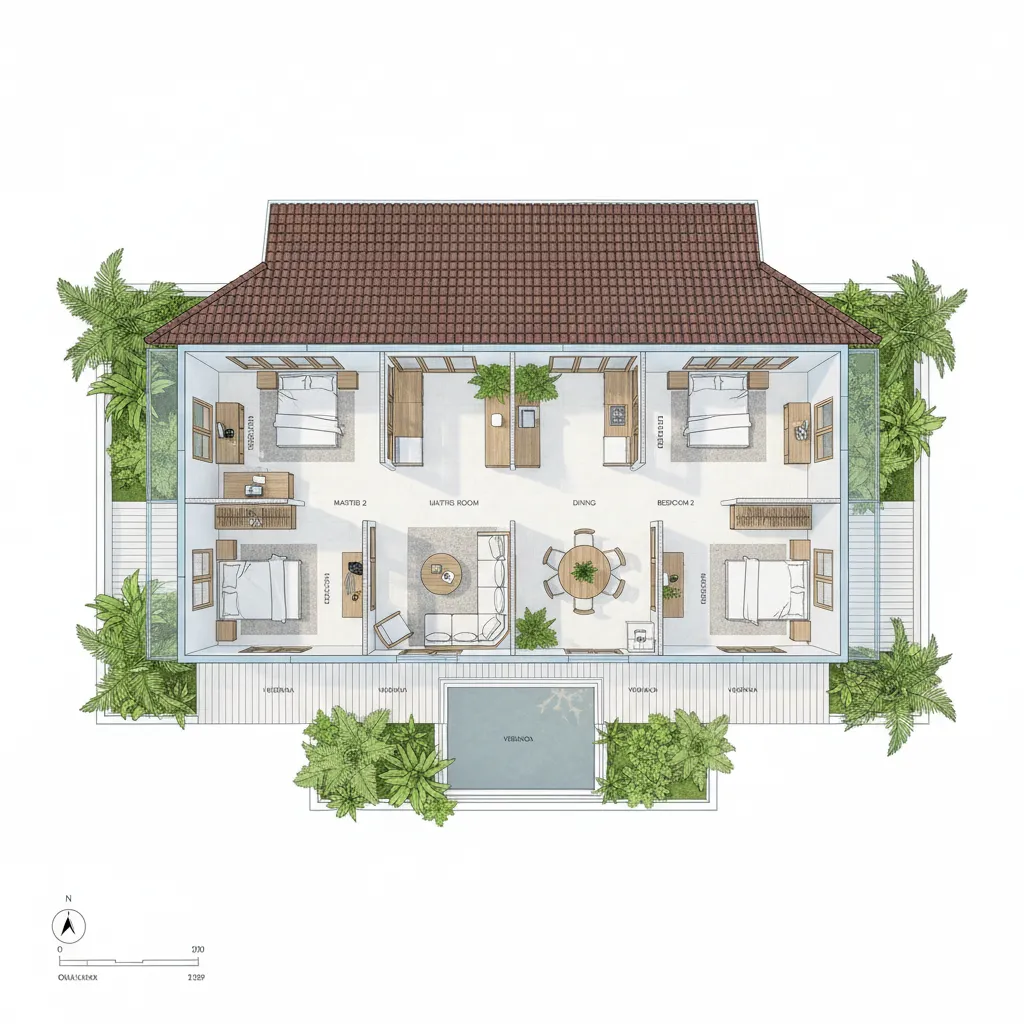 Ilustrasi posisi kamar pada denah rumah kebaya