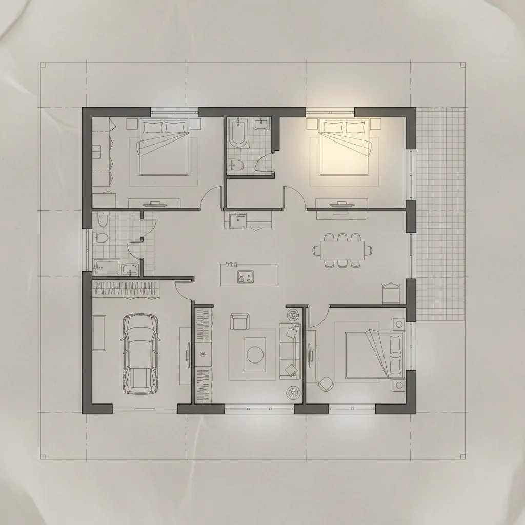 Kamar utama di bagian belakang rumah