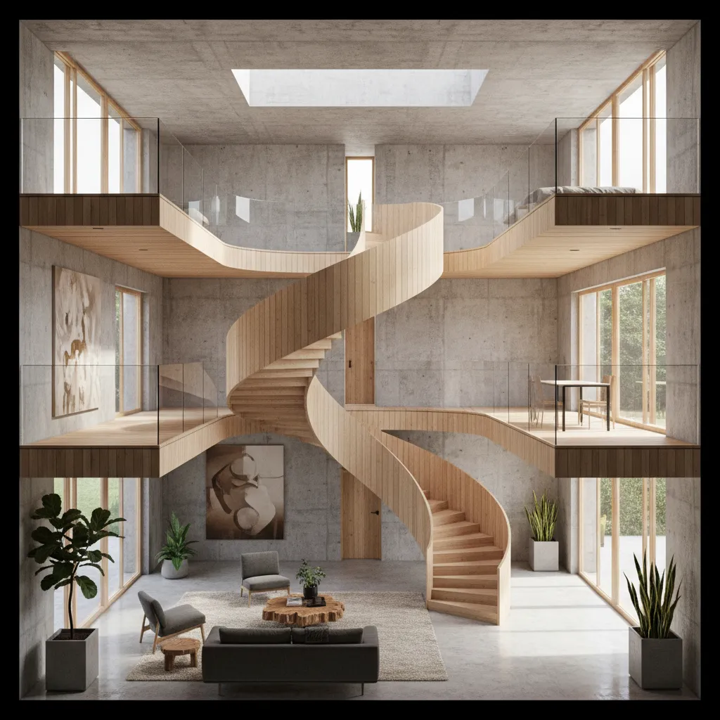 Contoh posisi tangga di tengah rumah