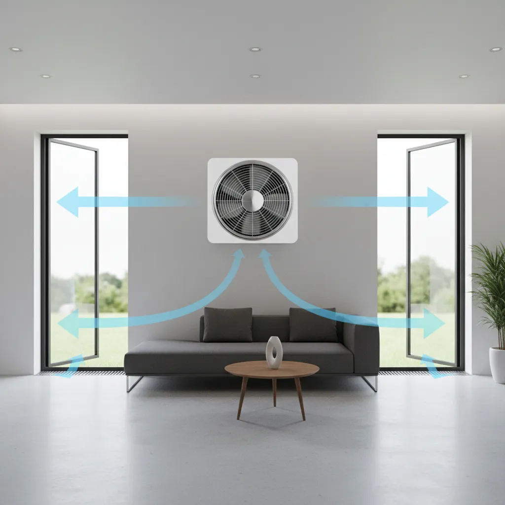 room ventilation airflow concept showing air circulation after painting