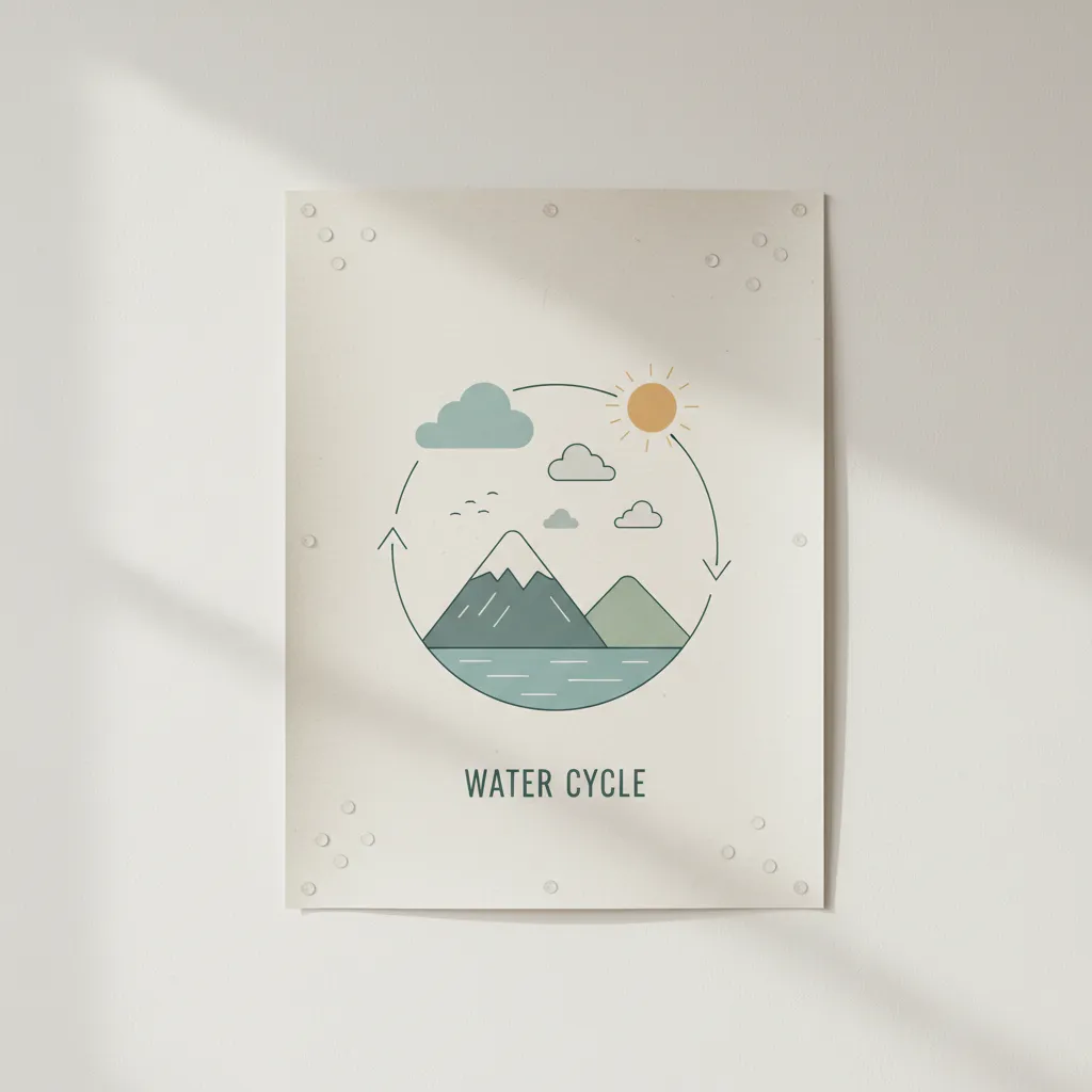 poster mounted with multiple adhesive points for balanced support