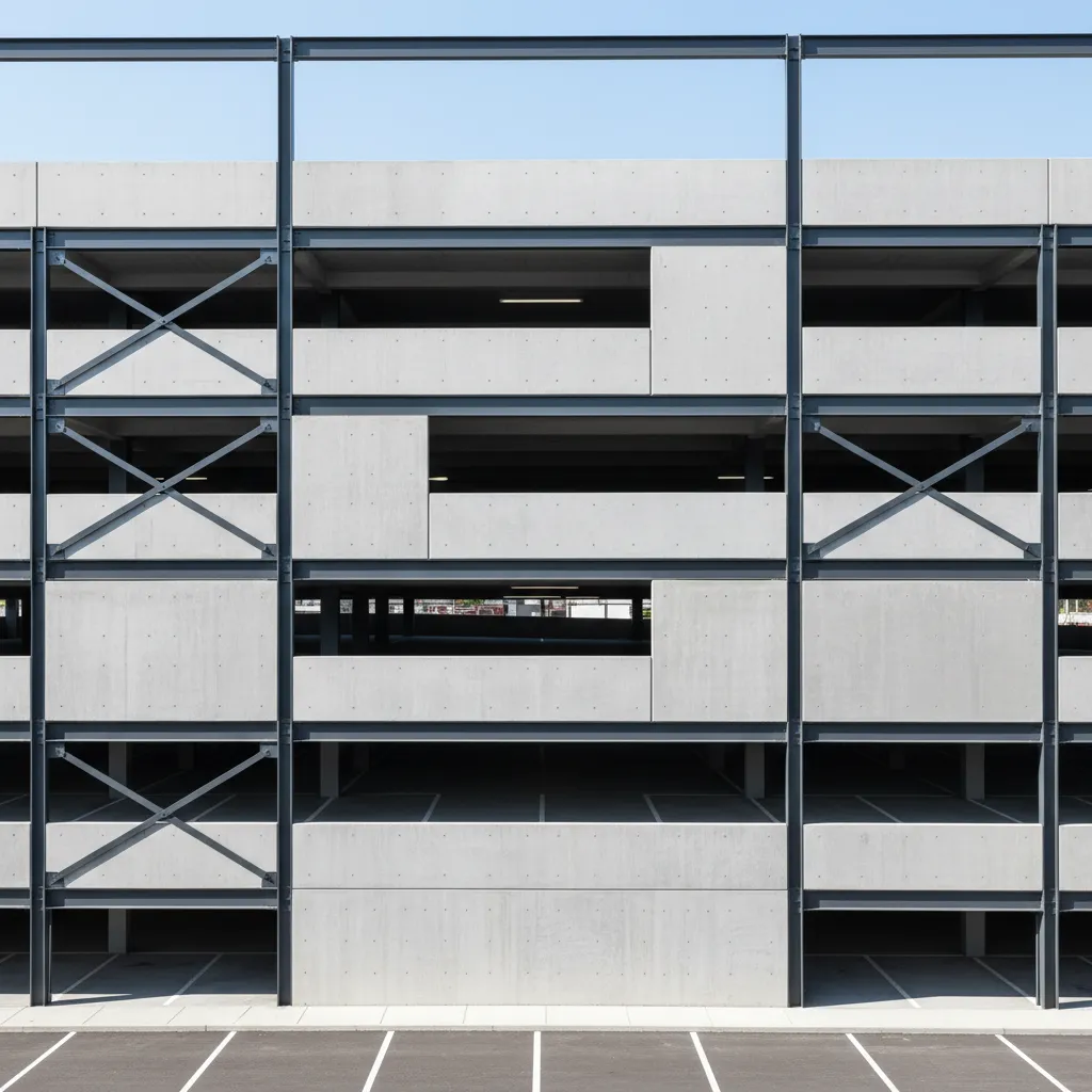 Modern parking garage using precast wall panels