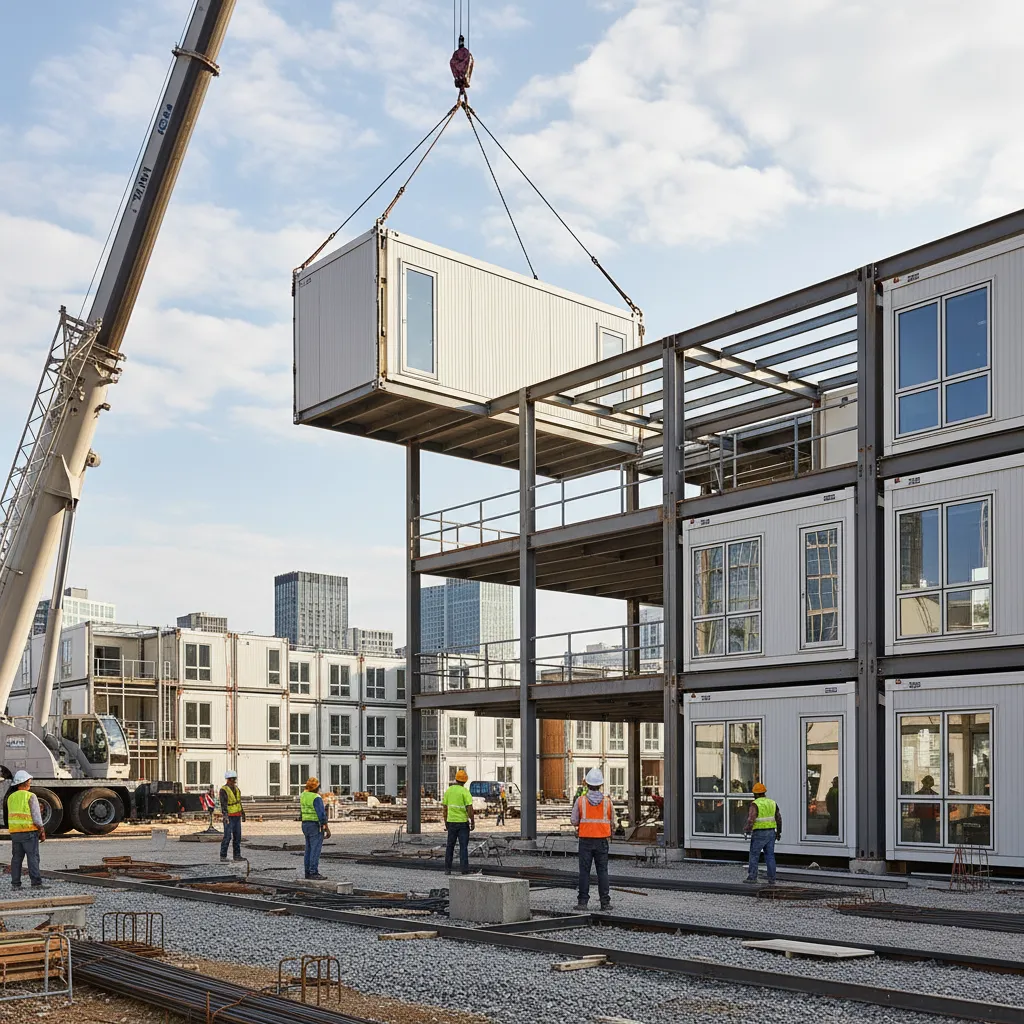 Proceso de montaje de una casa prefabricada modular