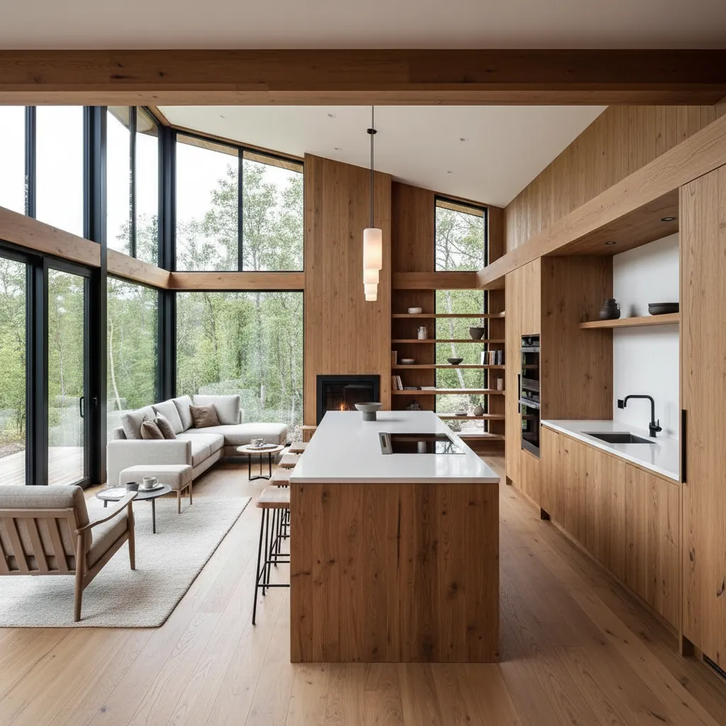 Interior contemporáneo de una casa prefabricada de diseño