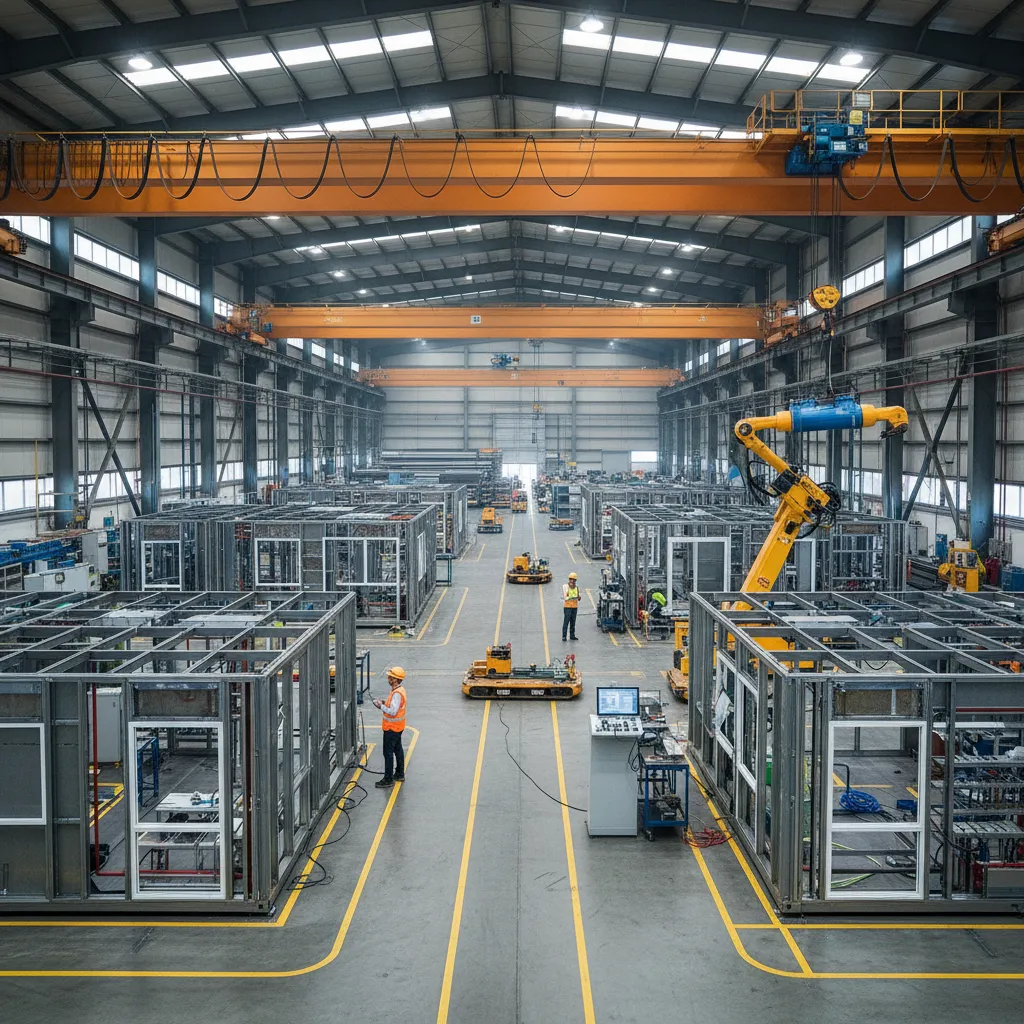 Estructura modular de una casa prefabricada en fábrica