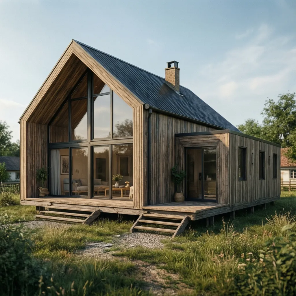 Casa prefabricada rural modular con ampliación lateral