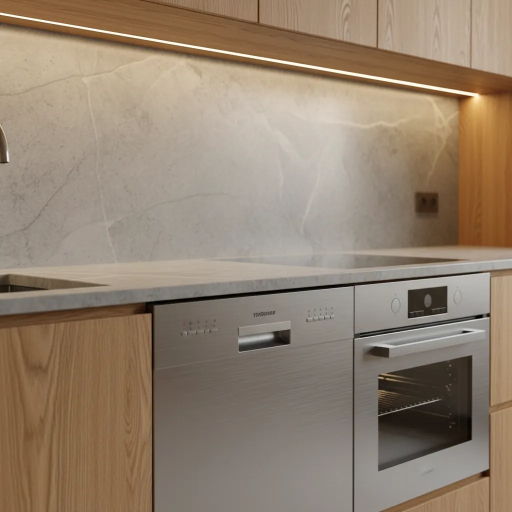 Detalle de materiales premium en cocina moderna
