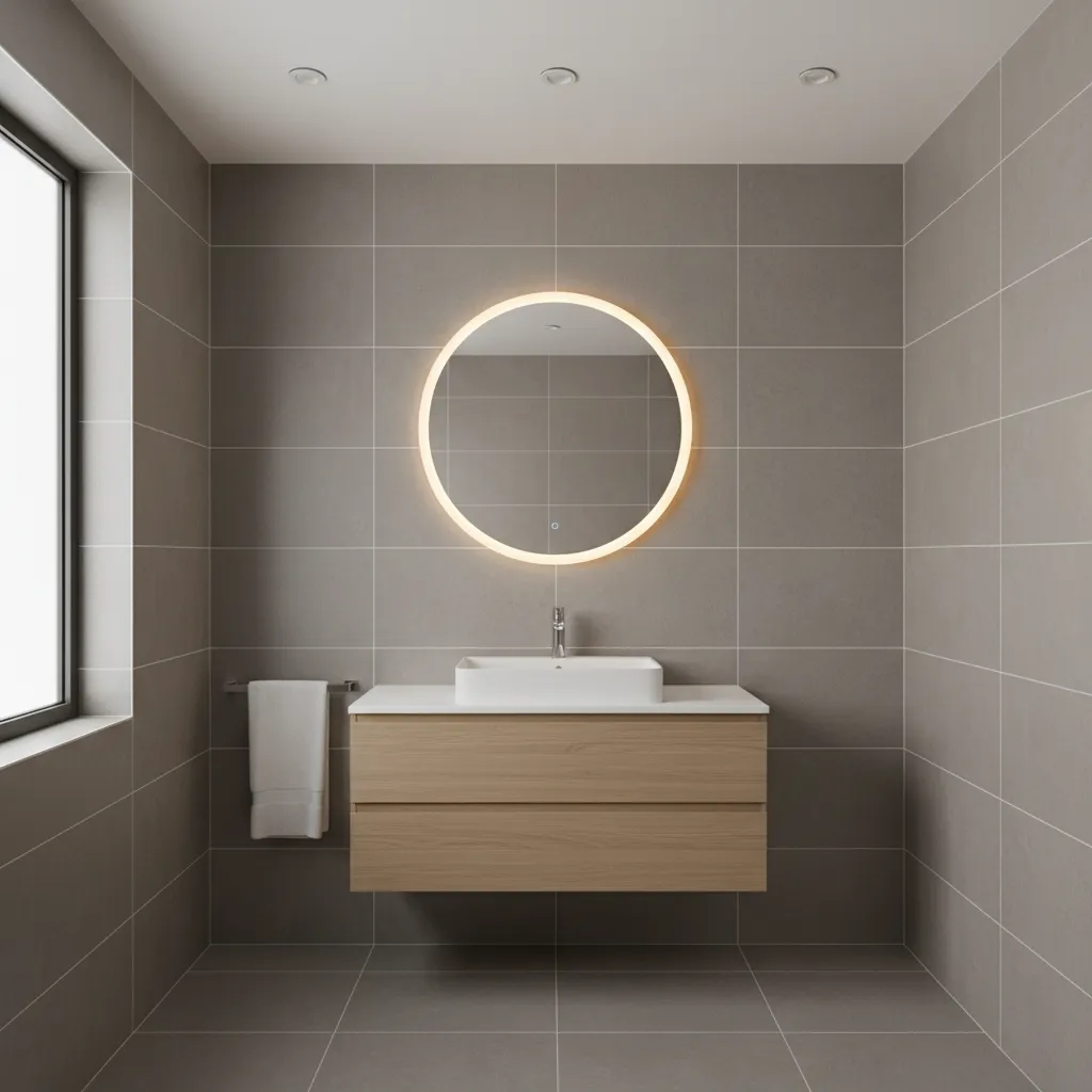 minimal modern bathroom with coordinated tiles creating premium look