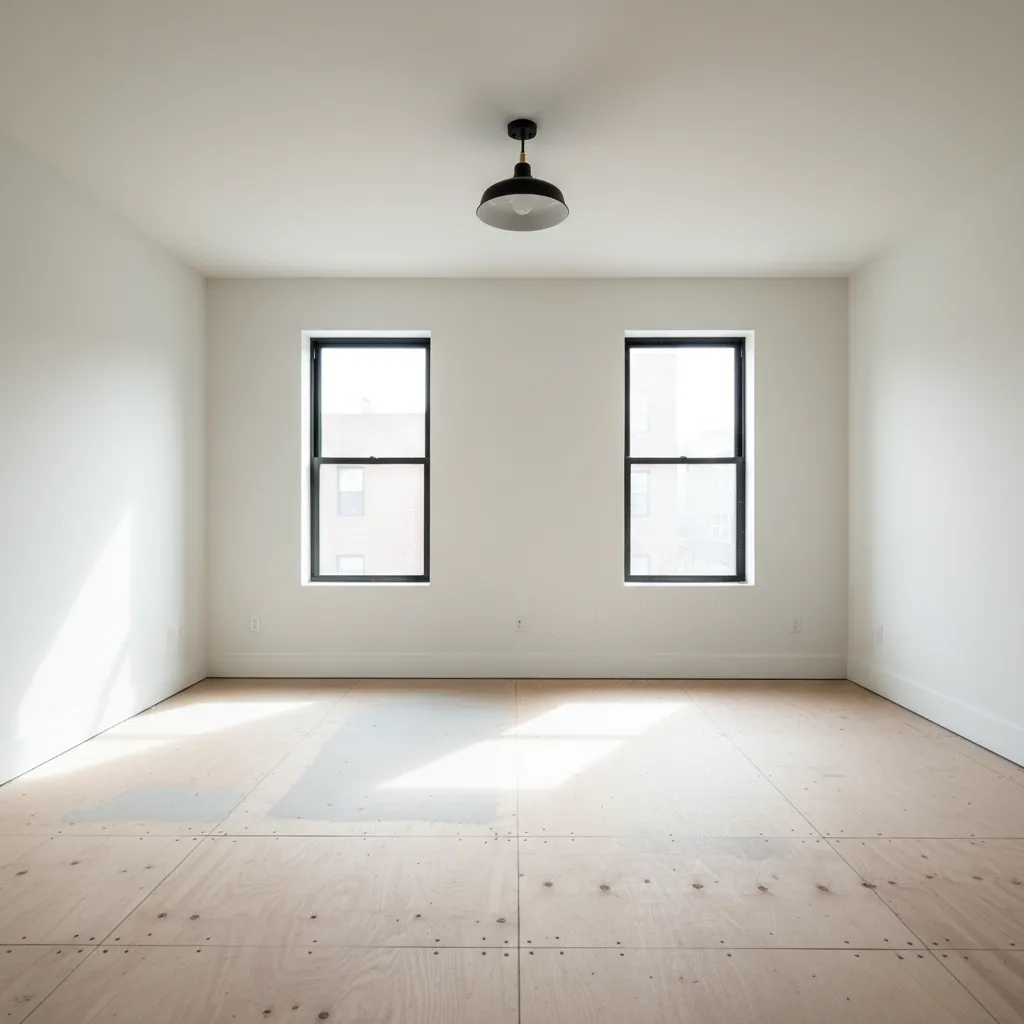 empty room prepared for carpet installation with clean subfloor
