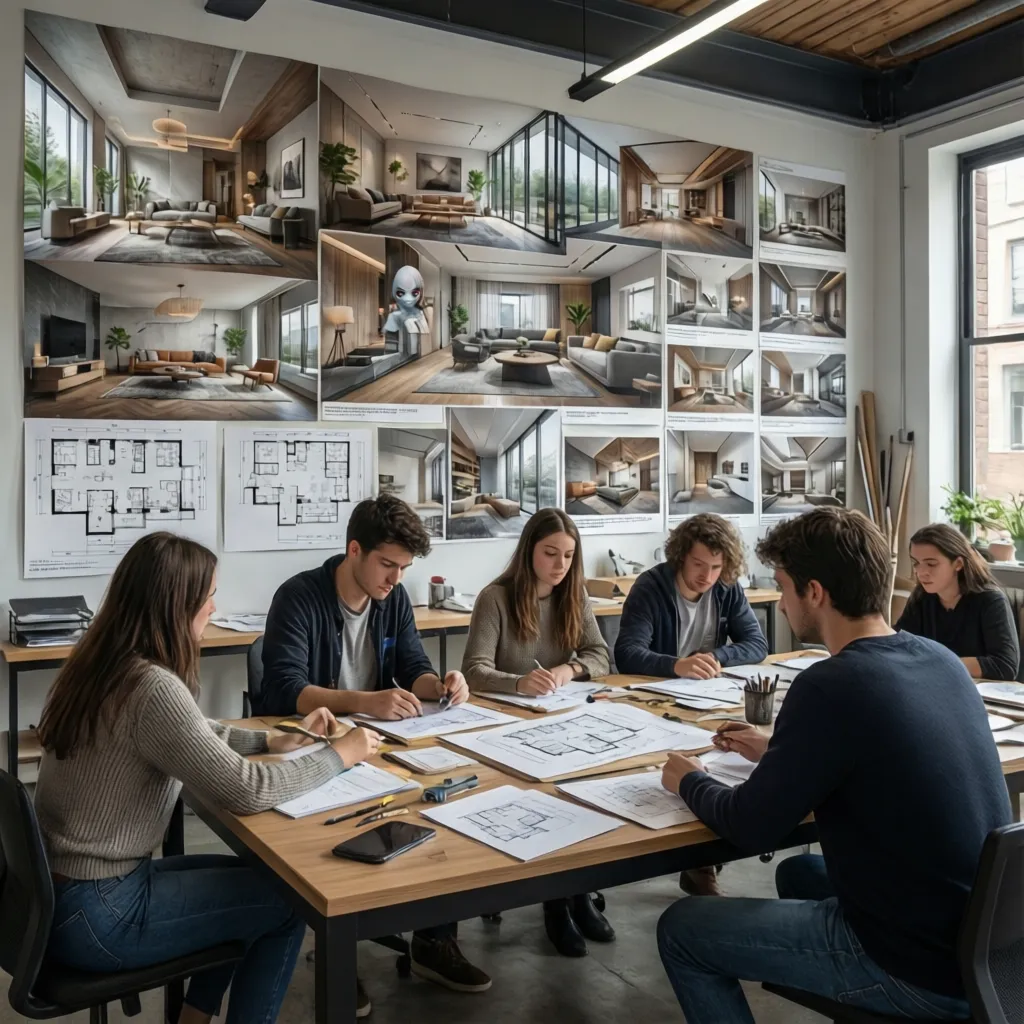 Paneles de presentación de un proyecto de diseño de interiores