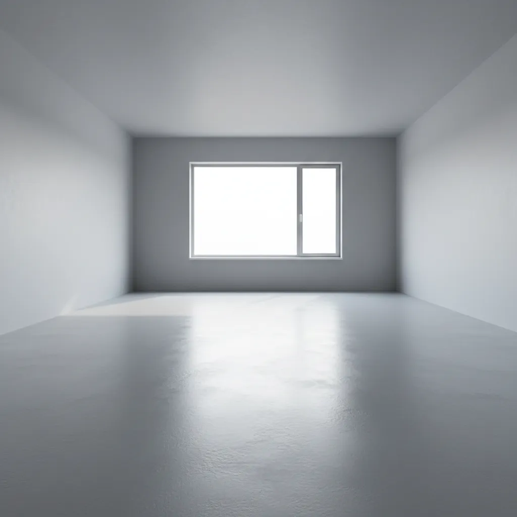 Smooth primed concrete floor prepared for 3D floor wallpaper installation