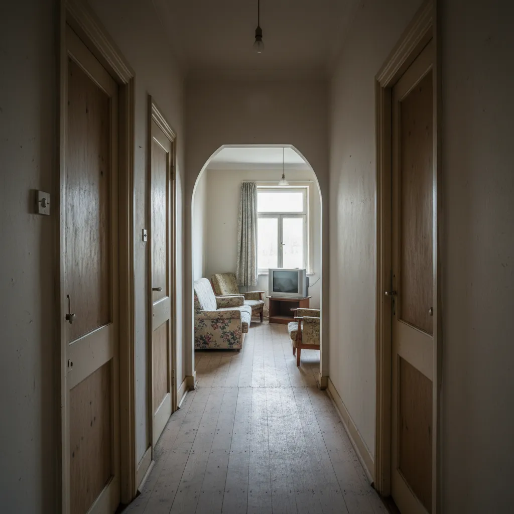 Apartamento antiguo con pasillo largo y distribución poco eficiente