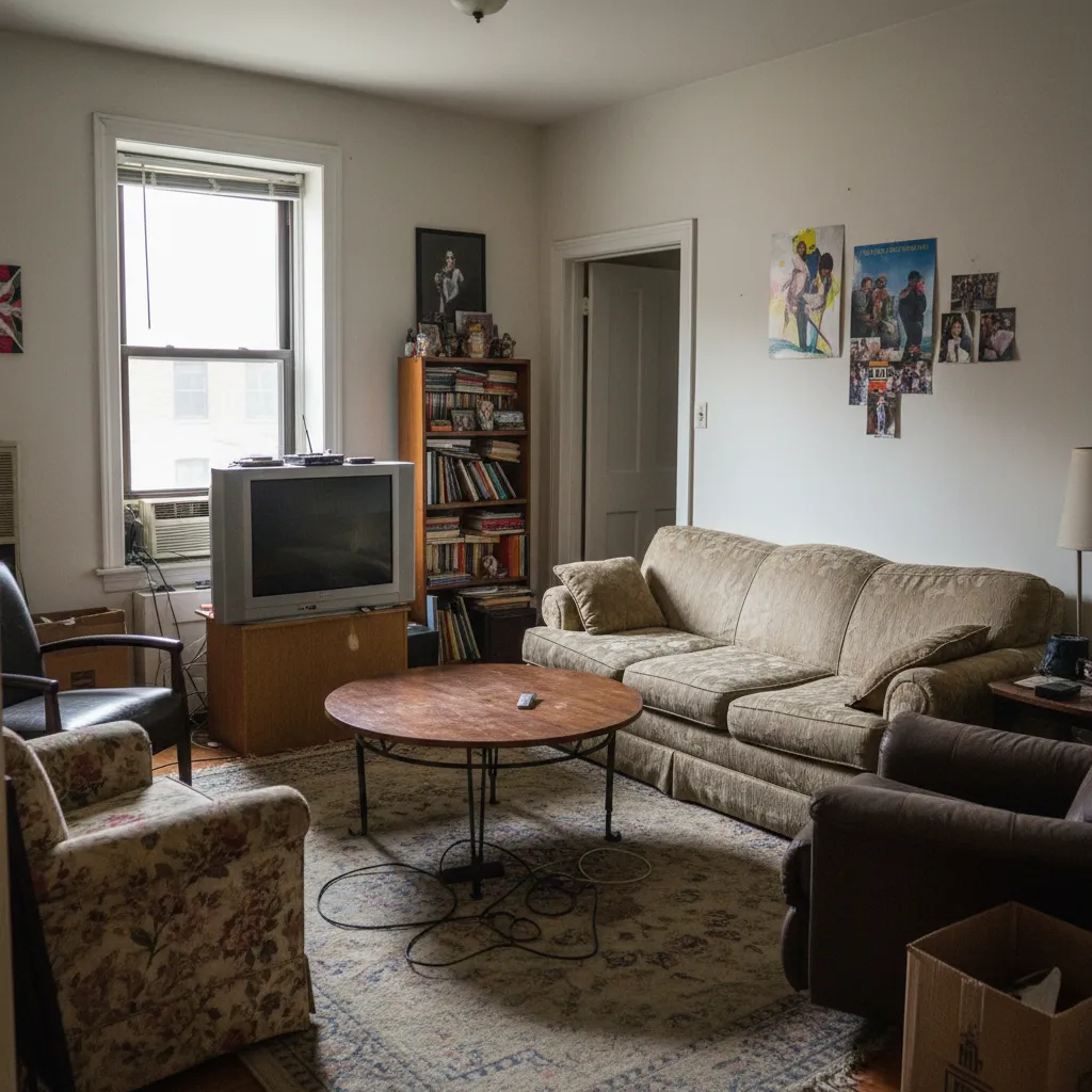 Salón pequeño con mala distribución de muebles