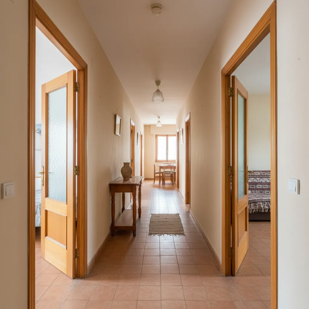 Apartamento con distribución complicada y pasillo largo