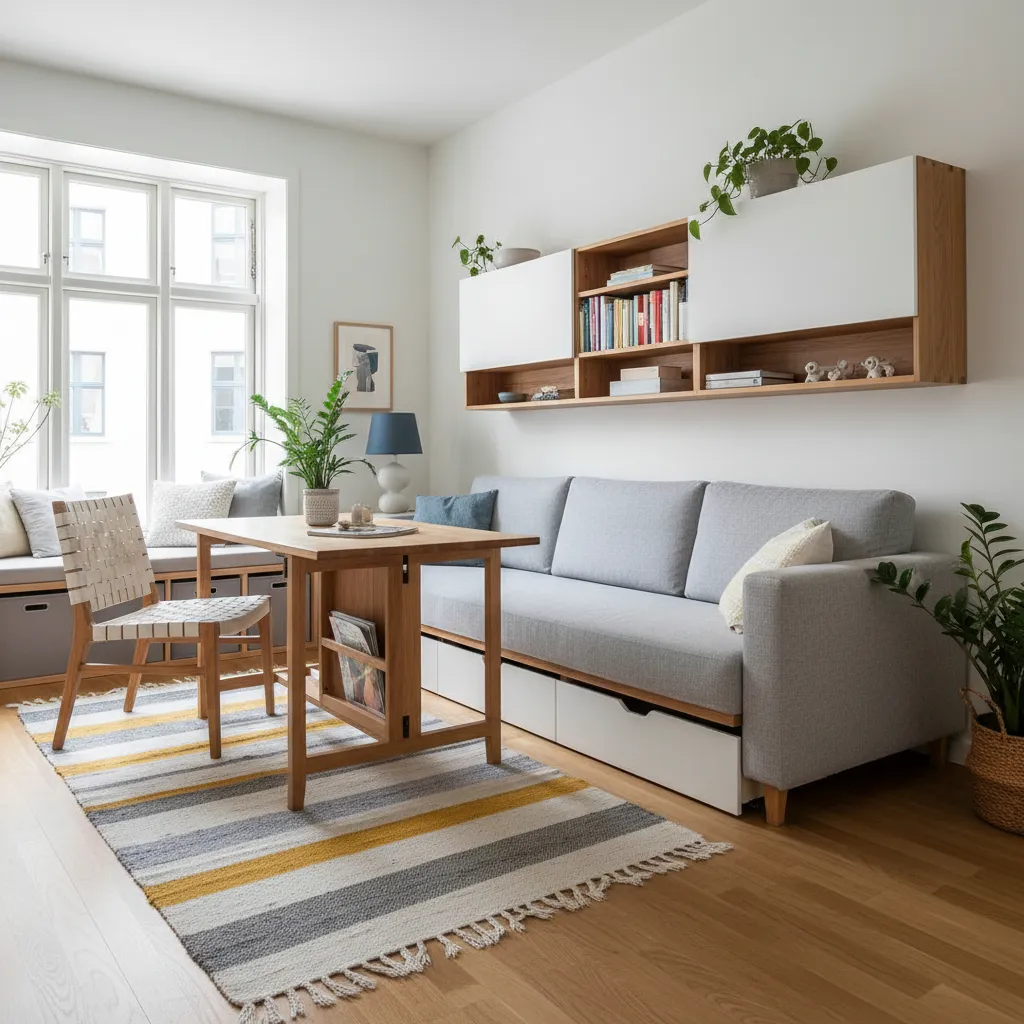 Apartamento pequeño con soluciones de almacenamiento inteligente