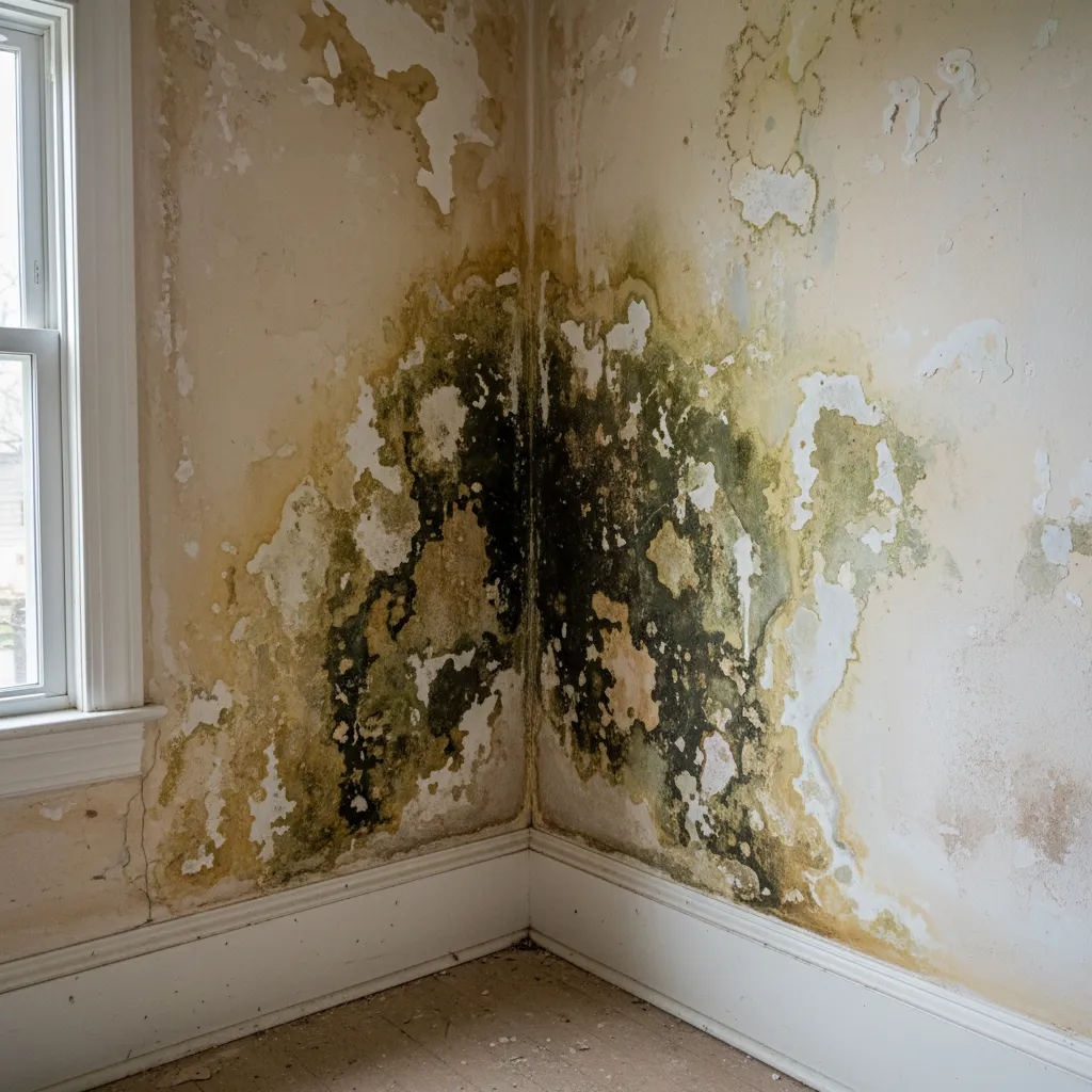 Detalle de pared con humedad por mala ventilación