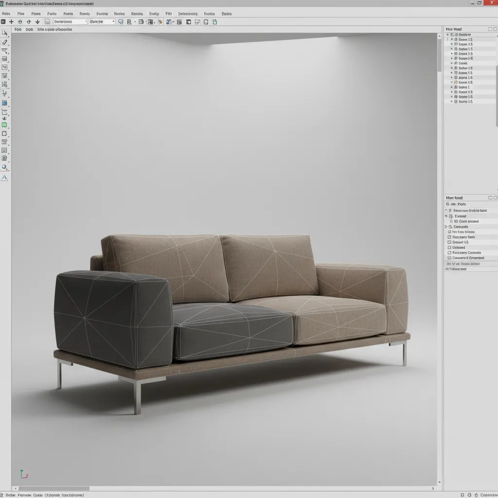 Example of complex imported furniture model used in interior rendering software