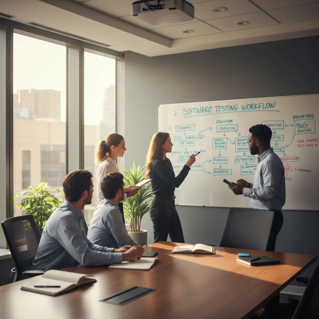 Proceso paso a paso de diseño de casos de prueba en una pizarra