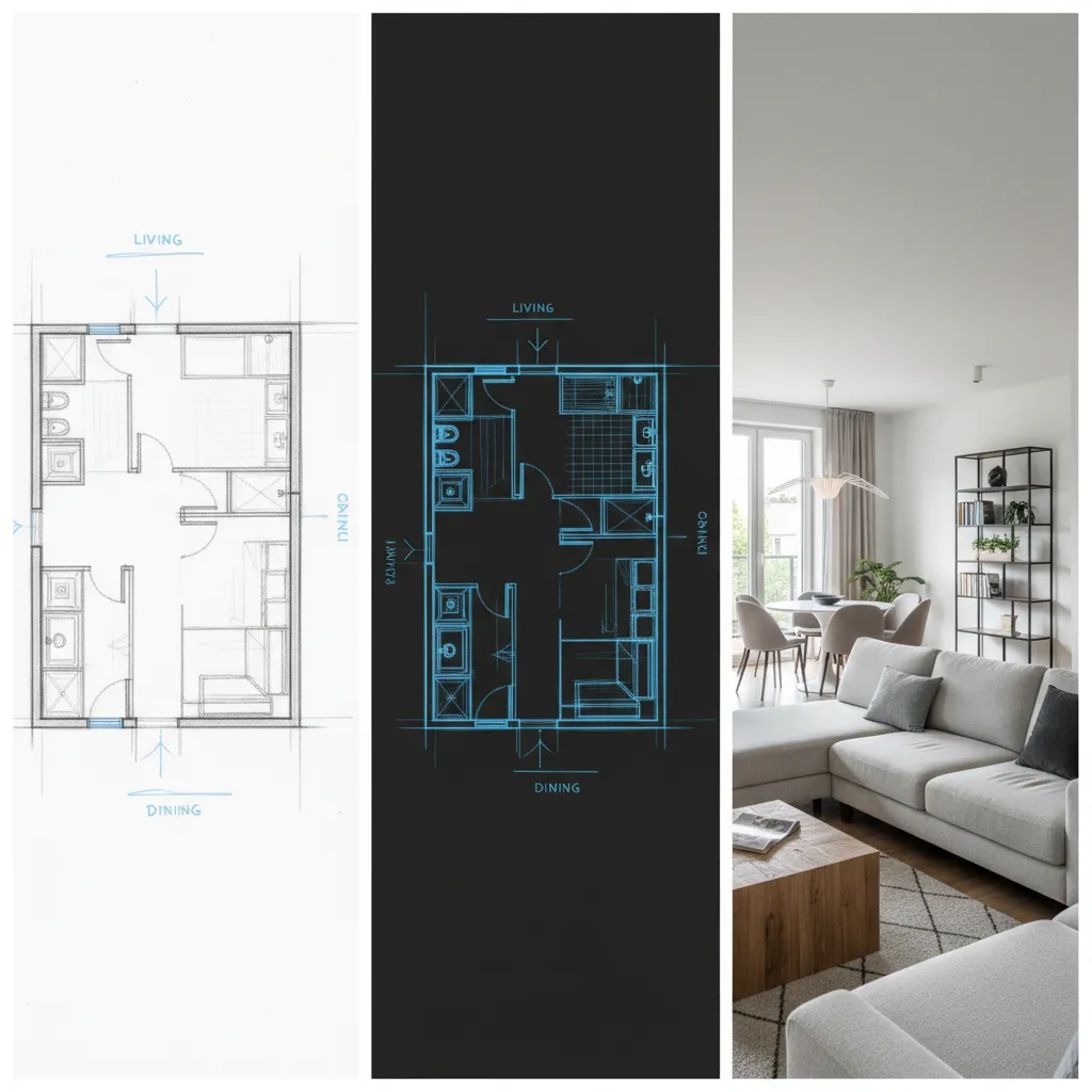 Proceso de diseño interior desde plano hasta render final