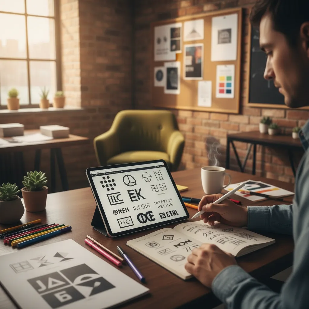 Proceso creativo de diseño de logotipo para estudio de interiorismo