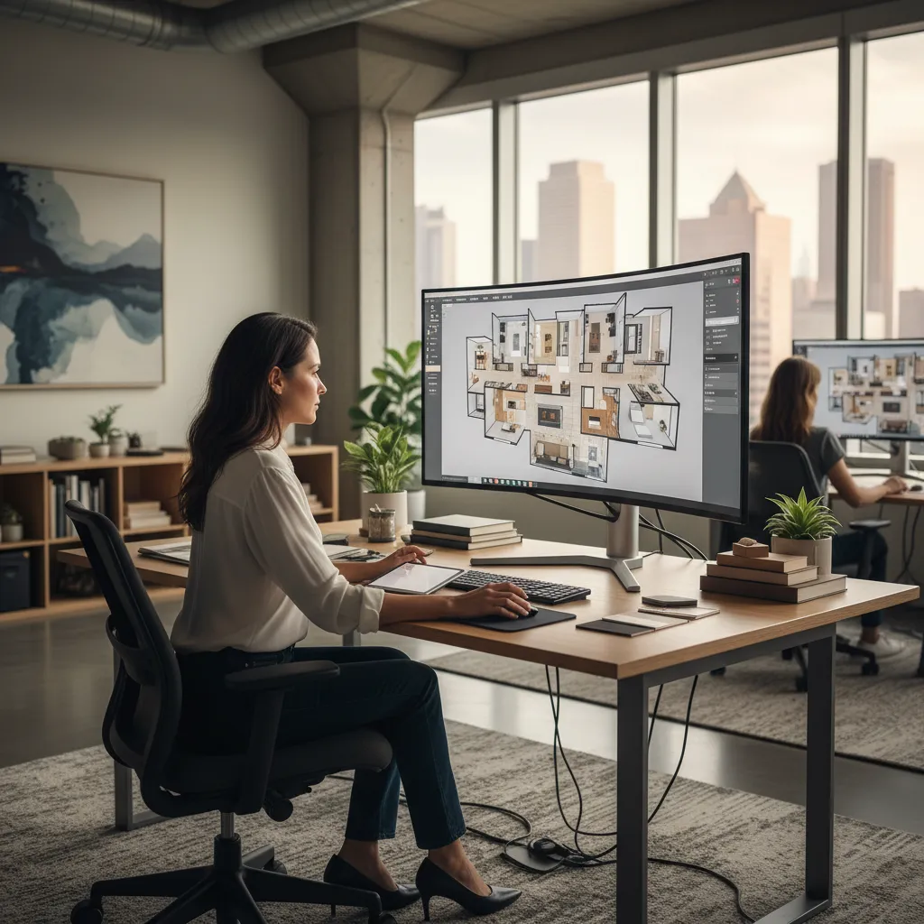 proceso de diseño de plano de casa digital en 3D